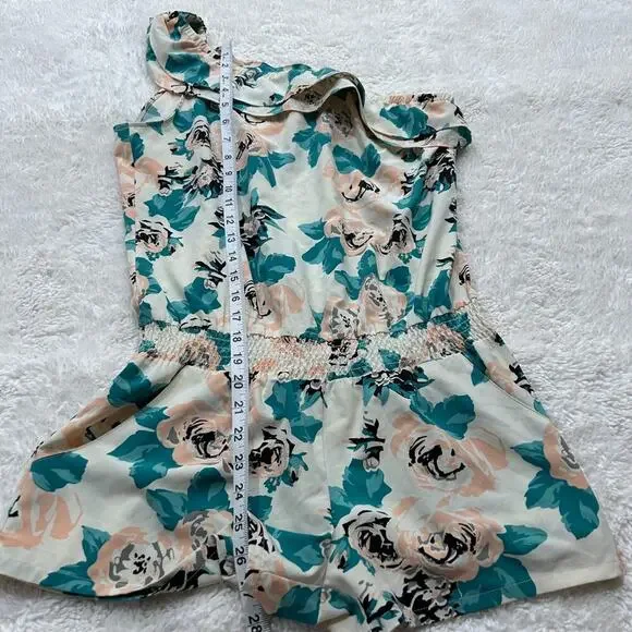 Guess Women's Sz M Floral Multicolor Romper Off The Shoulder Y2K Clubbing Era - Picture 4 of 8